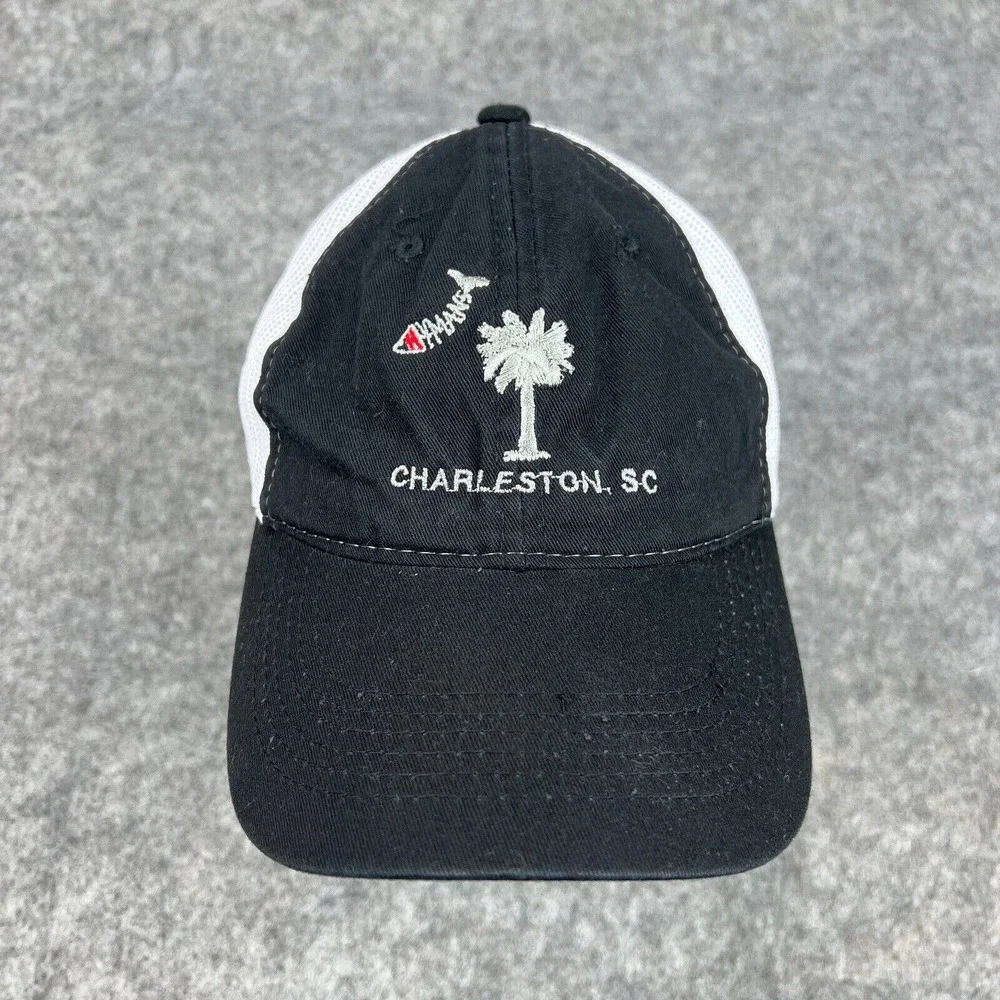Charleston SC Hat Black White South Carolina Dad Cap Strapback Mesh Back‎ OSFM